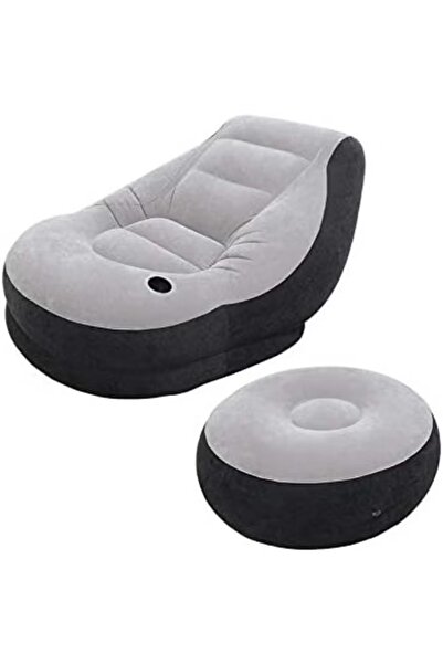 Intex Ultra Lounge Inflatable Chair with Footrest – Grey/Black