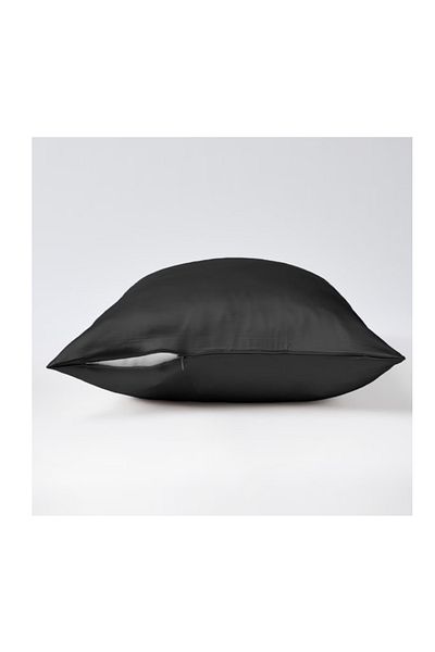 WaltStore Set of 2 Silk Pillowcases, with zipper, Mulberry Silk 22 Momme, Black 50 x 70 cm
