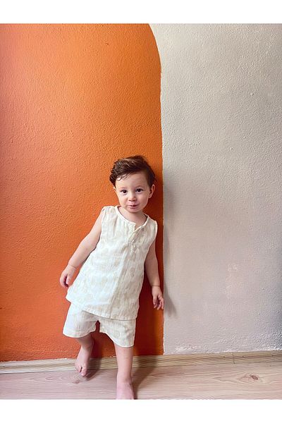 BabyDia Animal Patterned Muslin Shorts Suit 12 Months-5 Years