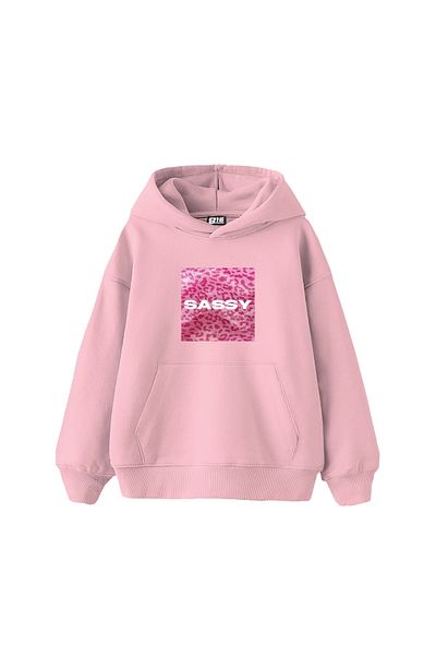 Bak Moda Sassy Printed Oversize Women's Pink Hoodie