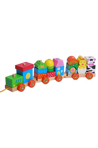 SMARTIC Interactive wooden toy for children, Train with Activities, Rounded Edges, Non-Toxic Paint