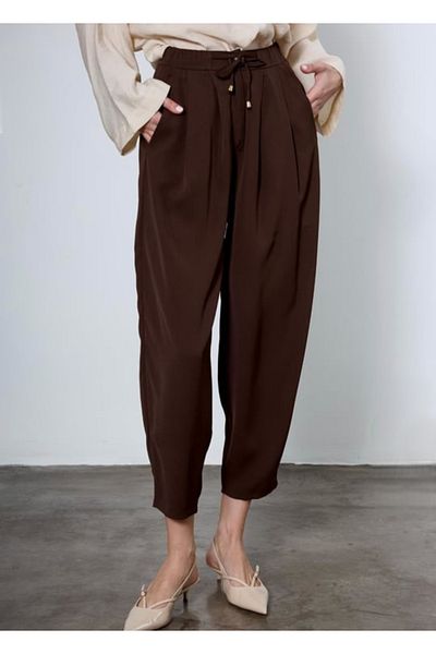 Perry Pleated Waist Elastic Waist Baggy Trousers