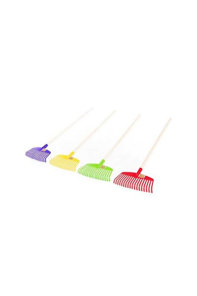 OEM Greblă de jucărie din plastic cu mâner din lemn, 78x27x4 cm