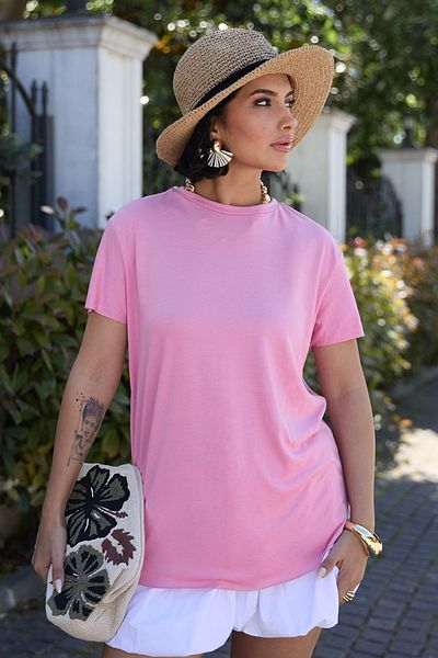 InStyle Обикновена тениска Basic в розово