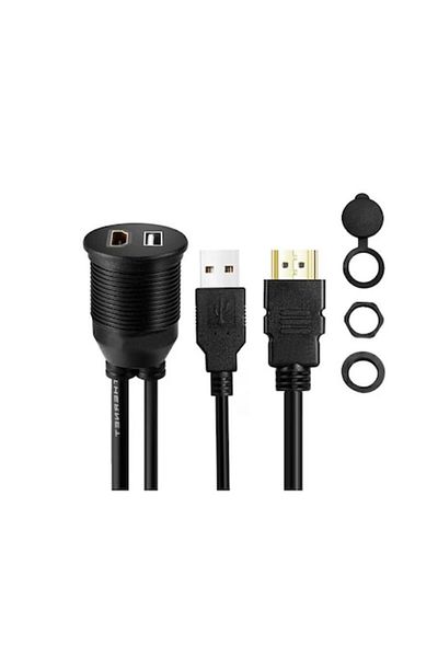 dalip Cablu prelungitor video USB A și HDMI mascul la USB A și HDMI femelă, capac de cauciuc, lungime 1 m