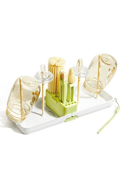 Flippy Σετ πλυντηρίου/στεγνωτηρίου μπιμπερό, Flippy, φορητό, βουρτσάκια σιλικόνης, πιπίλες, μπουκάλια, καλαμάκια, πράσινο