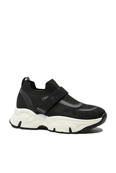 PASS Collection Teniși elastici tricotați din colecția Pass, negri, cu pietre...