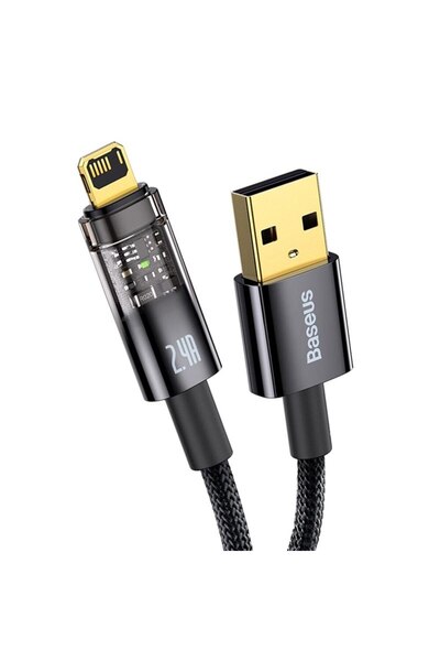 Baseus Cablu de încărcare și transfer de date USB A la Lightning, Cable Explorer, Baseus, 2.4A, lungime 2m, negru