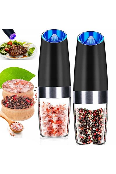LikeSmart Set 2 Rasnite Electrice Gravitationale Electric Grinder, Senzor Inclinare, Austare Macinar