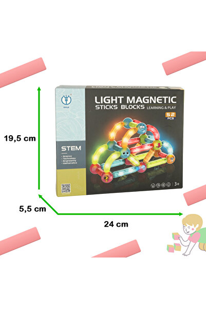 İSP "Likesmart Light Magnet Stick" magnetic construction set, 52 pieces, various construction possibilities