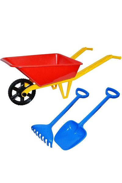 OEM Roabă cu set de lopată și greblă, jucărie de grădinărit, plastic, multicoloră