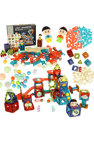 İSP Educational and Creative Magnetic Luminous Set, with 202 Pieces, Ball Track, "LikeSmart Light Magnetic World"