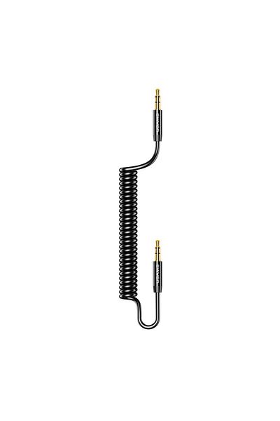 Usams Aux Audio Transfer Cable 1.2m to Aux Extension Cable 3.5mm Spiral - Black