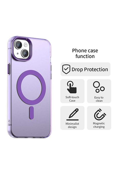 SKYDDAR INNOVATION Case for iPhone 15 Plus, CandyCase, Magsafe, sticker set, Purple