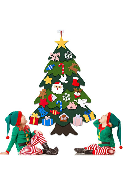 AISHNA Set brad de Crăciun cu 26 de ornamente AISHN, fetru, multicolor, 100 x...