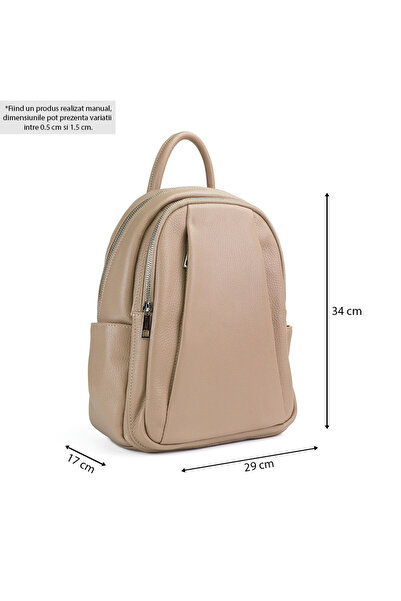 Posete Fagaras Timeea Leather Backpack - Cream, Genuine Leather Backpack, Backpack, Genuine Leather, Leather Backpack