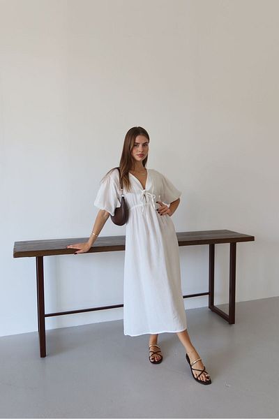 Patreon Elastic Waist V-Neck Muslin Dress