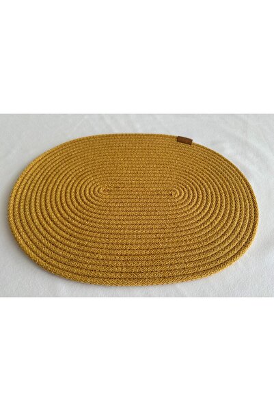 HHKARTS مفرش طاولة من الجوت الأمريكي، ديكور طاولة، بيضاوي الشكل، خردل، 30x40،...