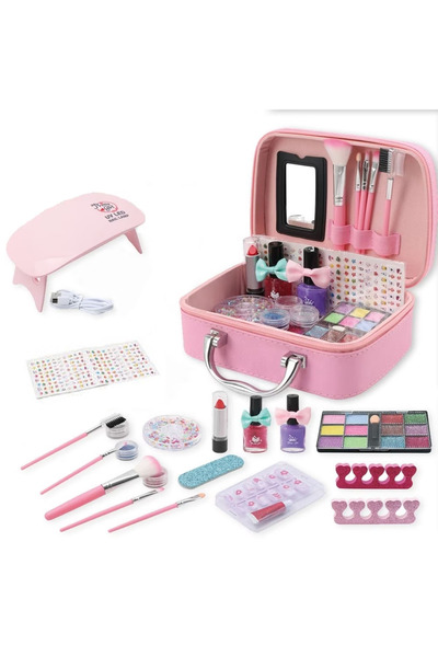 LikeSmart Set Trusa de Make-Up "LikeSmart Sweet Make-up" cu multiple accesorii, include Geanta Depozitare, Roz