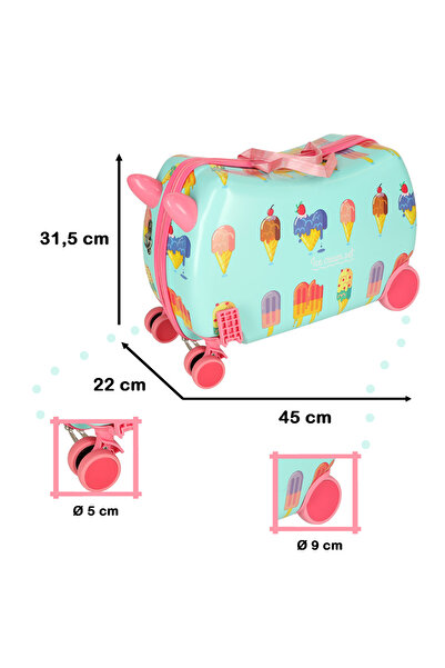 LikeSmart Troler Ride-On pentru copii "LikeSmart Ice Cream Trolley", 4 roti, Curea transport, Suport Picioare,