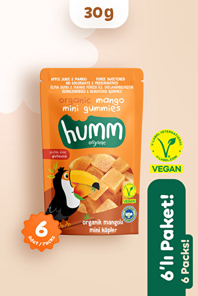 Humm Organic Organik Glutensiz Vegan Mangolu Mini Küpler Atıştırmalık Paketi ...
