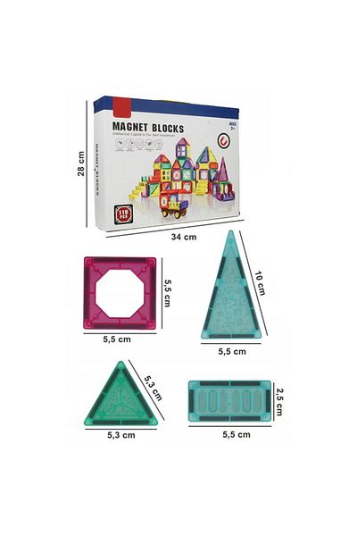 İSP Set de constructie, ISP, LikeSmart Magnet Blocks, 3 ani+, 110 piese, Multicolor