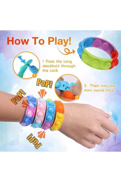 Lumely 24Pack Pop Fidget Toys,Colorful Silicone Fidget Bracelet,Birthday Party Favors,Stress Relief Gift