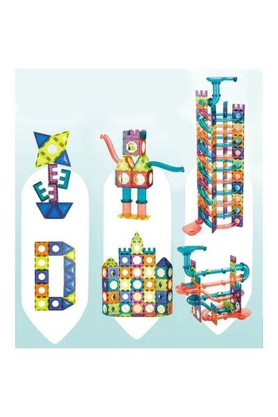 LikeSmart Magnetic Educational and Creative Set with 262 Pieces, Ball Track, "LikeSmart Magic Magnetic Blocks", Number