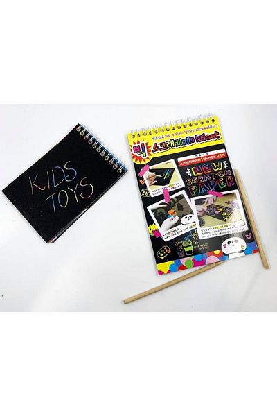 Flippy Carte de răzuit, răzuială magică DIY, 12 coli, curcubeu, creion din lemn, cărți negre, multicolor