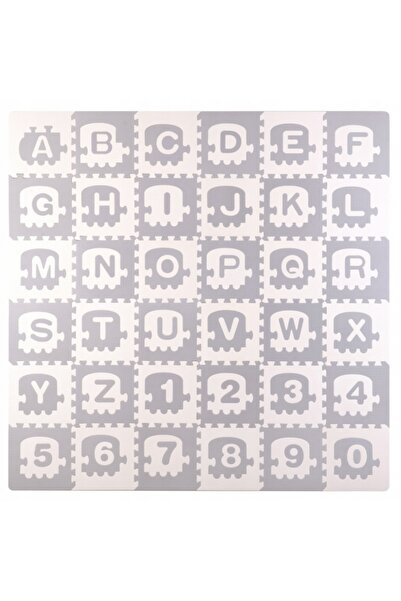 Ricokids Covoras de joaca educational 180 x 180 cm Trenulet Gri cu 36piese li...