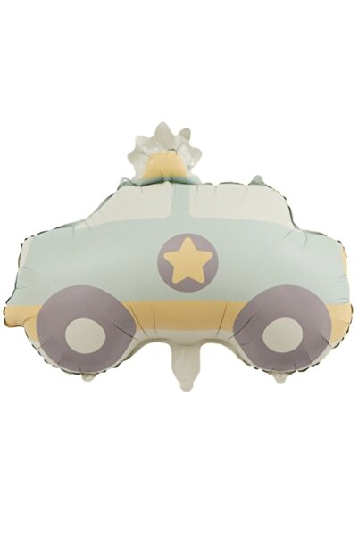 Terra Metallic Foil Balloon, Animated Figurine, Police Car Model, 56 x 50 cm, Individual Packaging, Straw