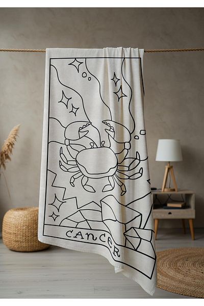 Doruklar Home Collection Modern Patterned Digital Printing Beach Sea Towel Peshtamal 80X160 cm Brs034
