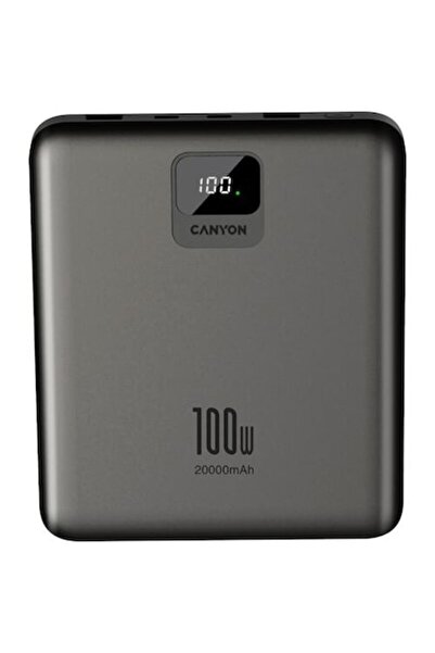 CANYON Baterie externa, PB-2008 LED FLAT 20000 mAh PD100W QC3.0 Gri inchis