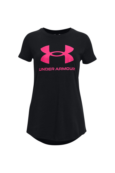 Under Armour تي شيرت جرافيكي بتصميم رياضي مباشر - أسود
