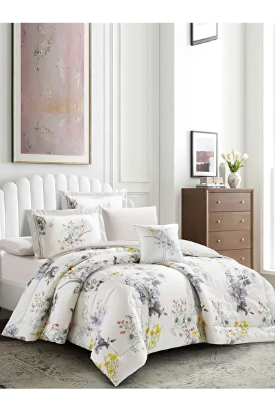 Donetella 7-Piece Digital Print Comforter Set – King Size Fits 200x200 cm, Soft Microfiber Bedding Set.