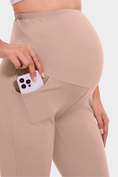 bodin Maternity Leggings with Pockets, Adjustable Waist, Stretchy, Tightening