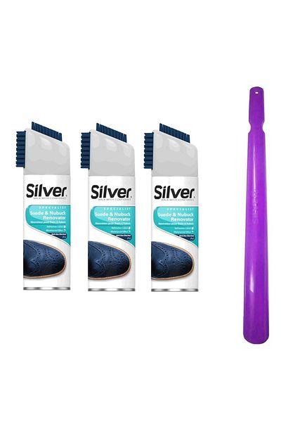 Silver Set 3x spray bleumarin pentru nubuck/piele întoarsă 250ml + încălțător 50 cm