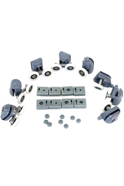 dalip Set 8 role pentru ușă cabină de duș, accesorii de montare incluse, plastic, gri