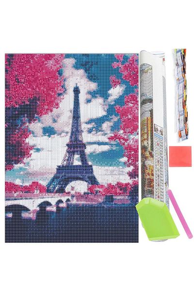 SERSIMO 5D diamond embroidery set, 30x40cm, Paris pattern in pink