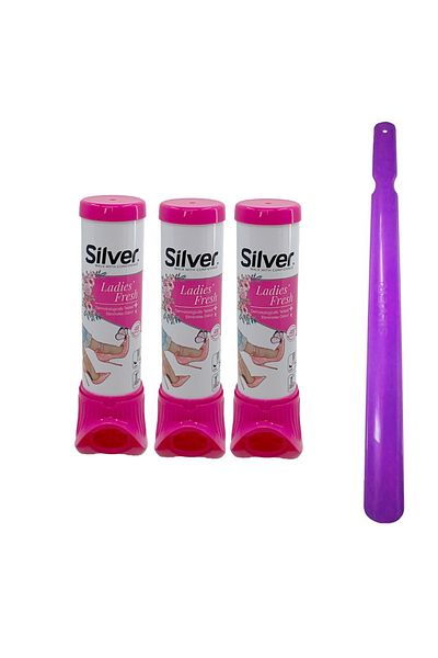 Silver Set 3 x Deodorant pentru pantofi dama, 100 ml si incaltator de 50 cm,