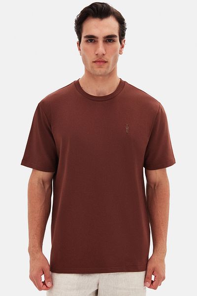 Twn Slim Fit Brown Printed T-Shirt