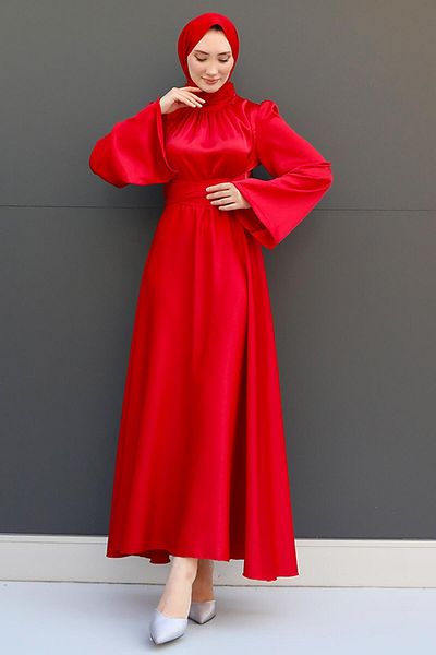 GİYZAMİLA Nazlı Hijab Dress Red