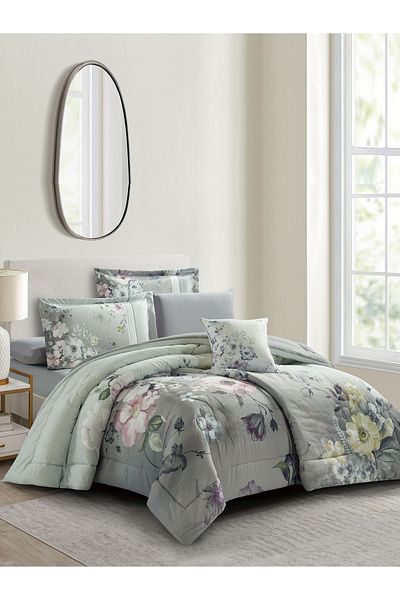 Donetella 7-Piece Digital Print Comforter Set – King Size Fits 200x200 cm, Soft Microfiber Bedding Set.