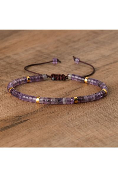 Choice 16.5cm amethyst 1PC Natural Blue Emperor Stone Beads Woven Bracelet Polished Block Shape Adjustable