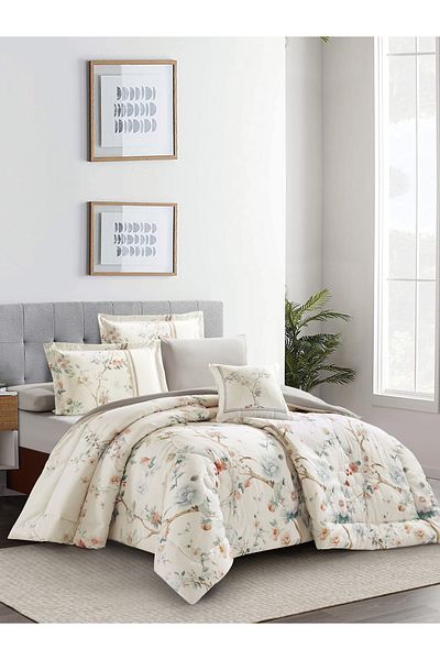 Donetella 7-Piece Digital Print Comforter Set – King Size Fits 200x200 cm, Soft Microfiber Bedding Set.