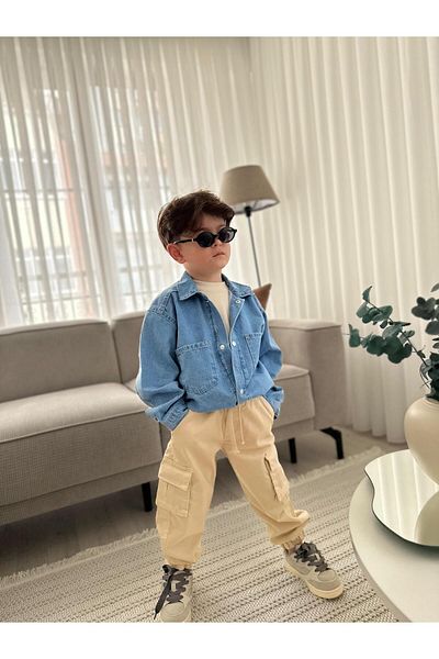 ASL GOLF CLUB Pantaloni de jogger pentru băieți |   Buzunar cargo bej |   Elastic pentru talie și picioare |   2-13 ani Non-Denim