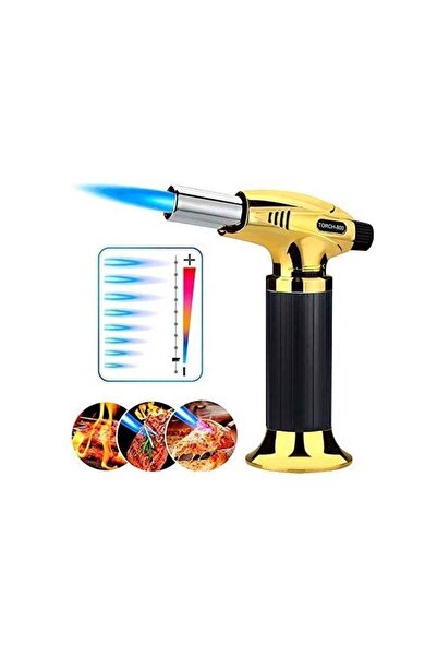 Biki Adjustable Flame Torch Lighter, Black and Gold - MOD-800
