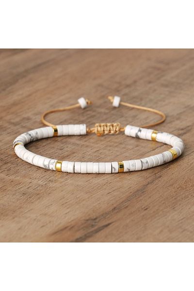 Choice 16.5cm Natural white pine 1PC Natural Blue Emperor Stone Beads Woven Bracelet Polished Block Shape A