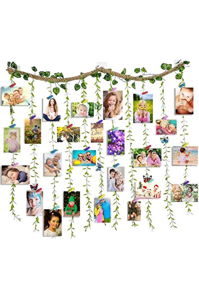 Arabest Hanging Photo Display Wall Decor,Artificial Hemp Rope Vine Tree Plant...