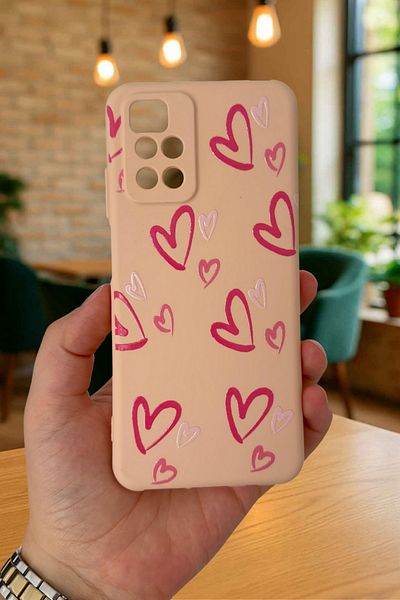 Vip Case حافظة لهاتف Xiaomi Redmi 10 2022 من السيليكون الممتص للصدمات منقوشة على شكل قلب وردي277
